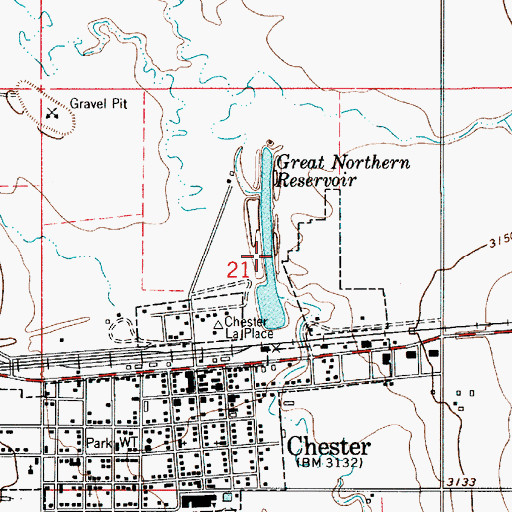 Topographic Map of Great Northern Reservoir, MT