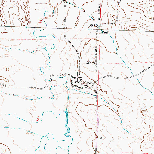 Topographic Map of Grebe Ranch, MT