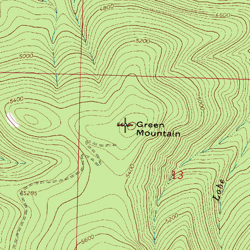Topographic Map of Green Mountain, MT