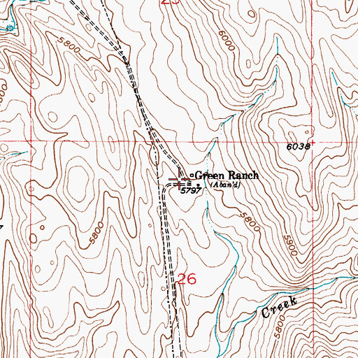Topographic Map of Green Ranch, MT
