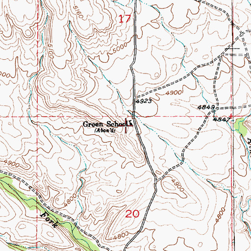 Topographic Map of Green School (historical), MT