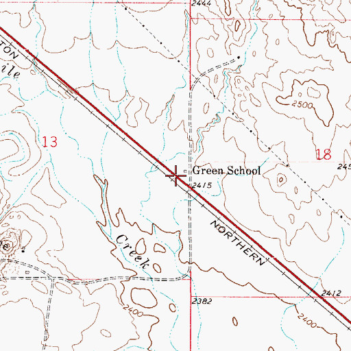 Topographic Map of Green School (historical), MT