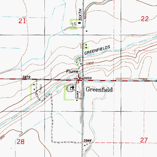 Topographic Map of Greenfield, MT
