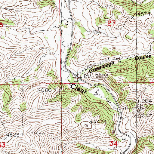 Topographic Map of Greenough Coulee, MT