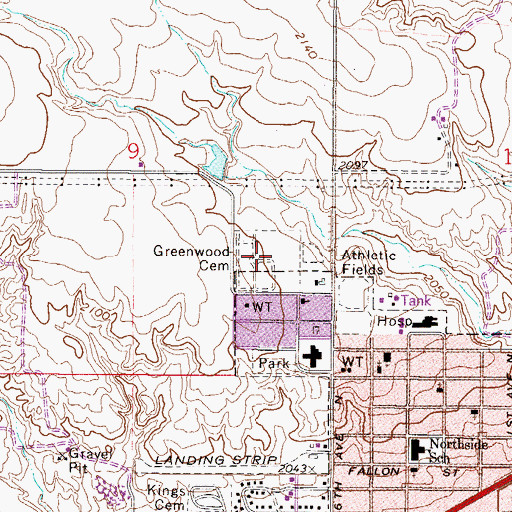 Topographic Map of Greenwood Cemetery, MT
