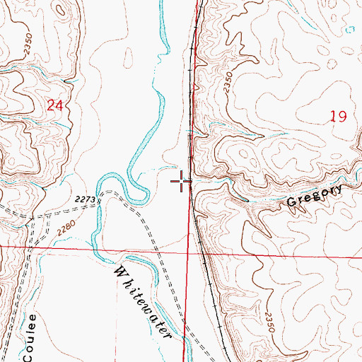 Topographic Map of Gregory Coulee, MT