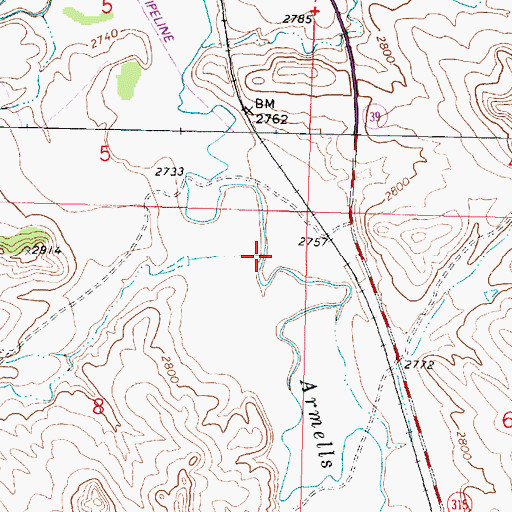 Topographic Map of Griffin Coulee, MT