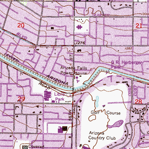 Topographic Map of Arizona Falls Power House, AZ
