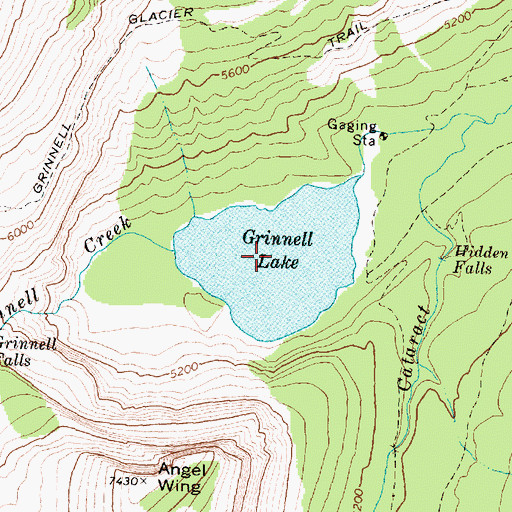 Topographic Map of Grinnell Lake, MT