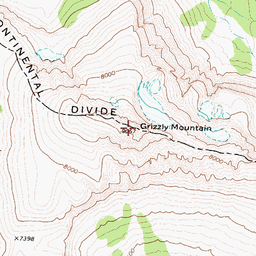 Topographic Map of Grizzly Mountain, MT