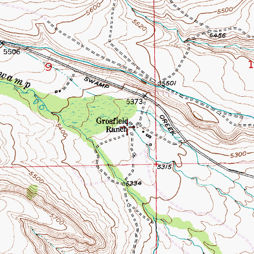 Topographic Map of Grosfield Ranch, MT
