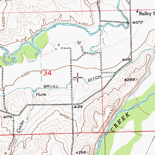 Topographic Map of Gruel Ditch, MT