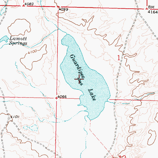 Topographic Map of Guardipee Lake, MT