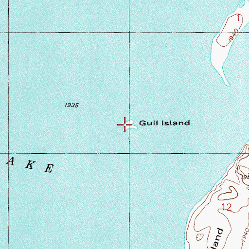 Topographic Map of Gull Island, MT