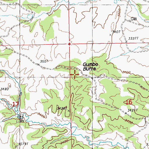Topographic Map of Gumbo Butte, MT