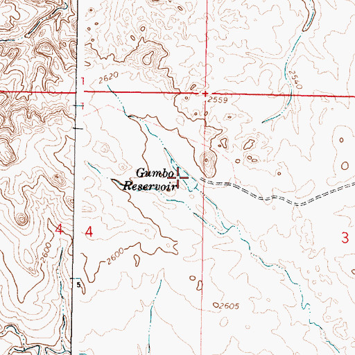 Topographic Map of Gumbo Reservoir, MT