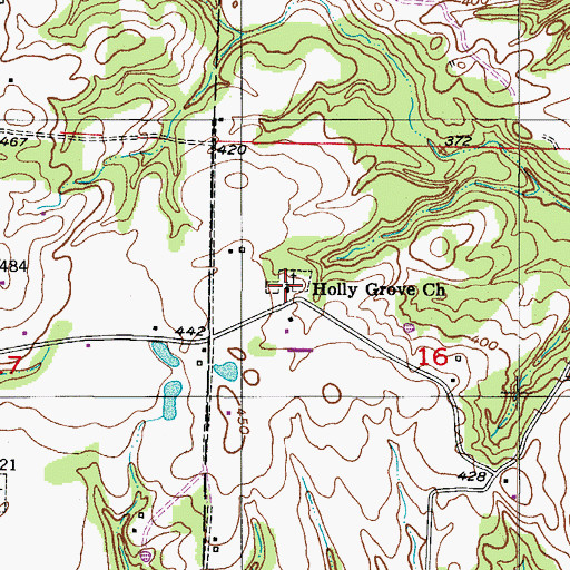 Topographic Map of Holly Grove United Methodist Church, AR