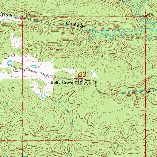 Topographic Map of Holly Grove Missionary Baptist Church, AR