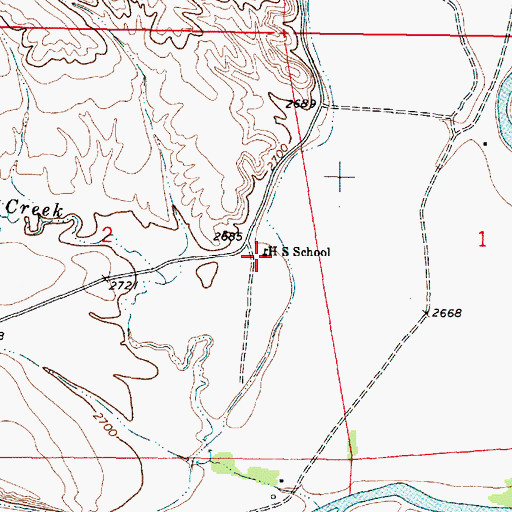 Topographic Map of S H School, MT
