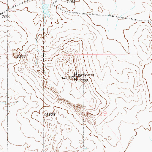 Topographic Map of Hackett Butte, MT