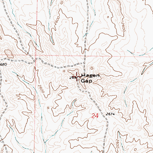 Topographic Map of Hagen Gap, MT