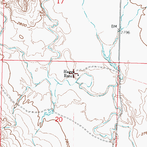 Topographic Map of Hagen Ranch, MT
