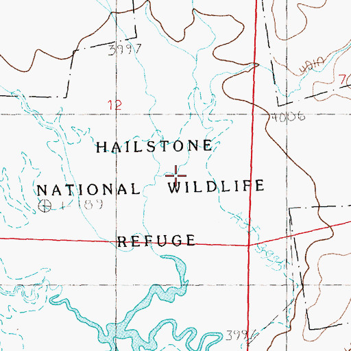 Topographic Map of Hailstone National Wildlife Refuge, MT