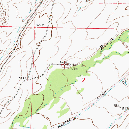Topographic Map of Haining Cemetery, MT