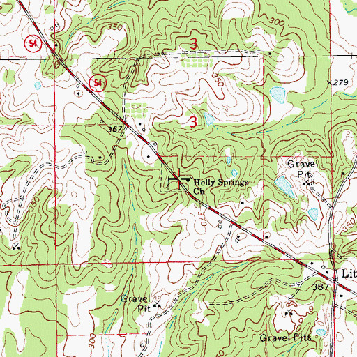 Topographic Map of Holly Springs Missionary Baptist Church, AR