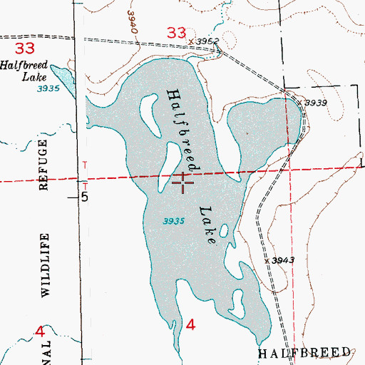 Topographic Map of Halfbreed Lake, MT