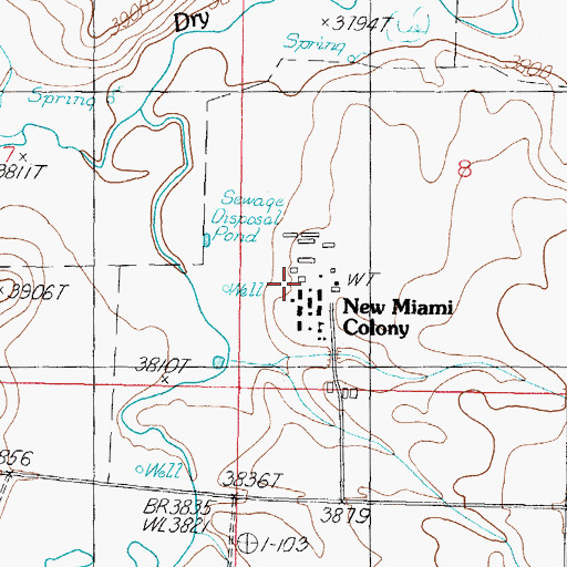 Topographic Map of Hall Ranch, MT