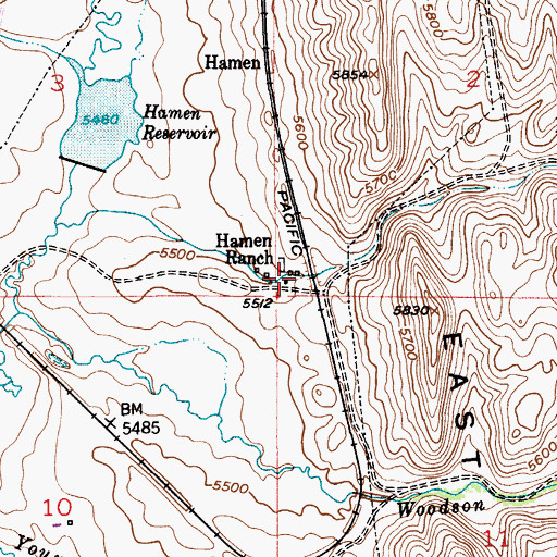 Topographic Map of Hamen Ranch, MT