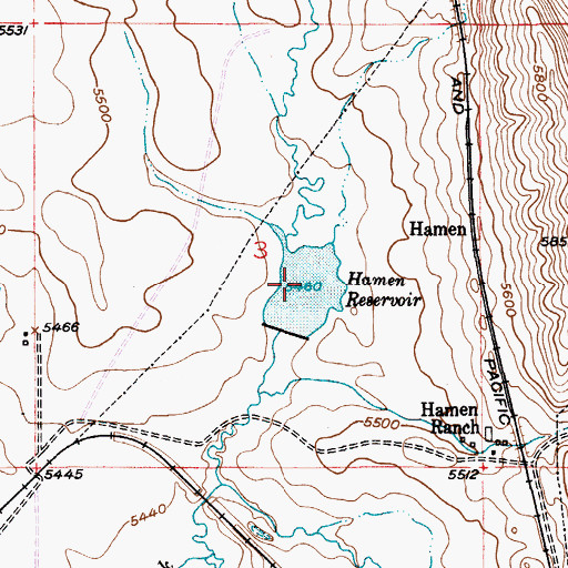 Topographic Map of Hamen Reservoir, MT