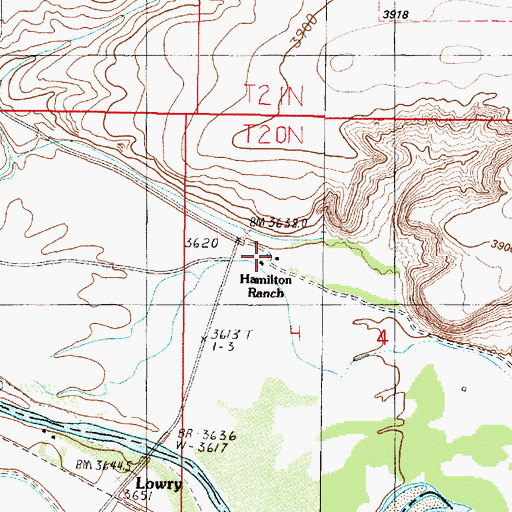 Topographic Map of Hamilton Ranch, MT