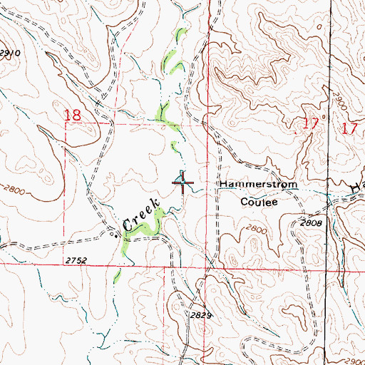 Topographic Map of Hammerstrom Coulee, MT