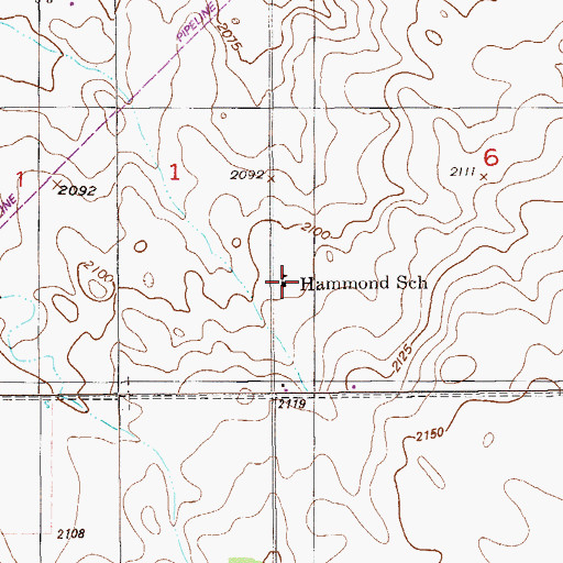 Topographic Map of Hammond School, MT