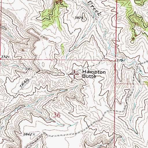 Topographic Map of Hampton Butte, MT