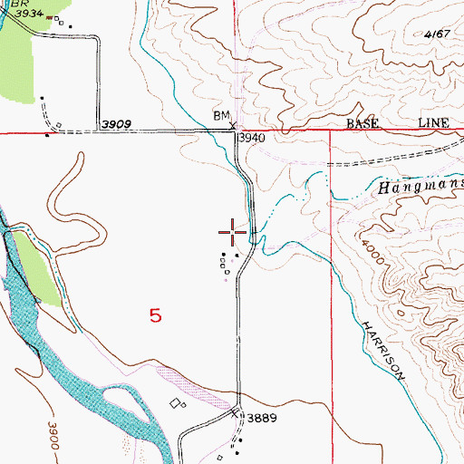 Topographic Map of Hangmans Creek, MT