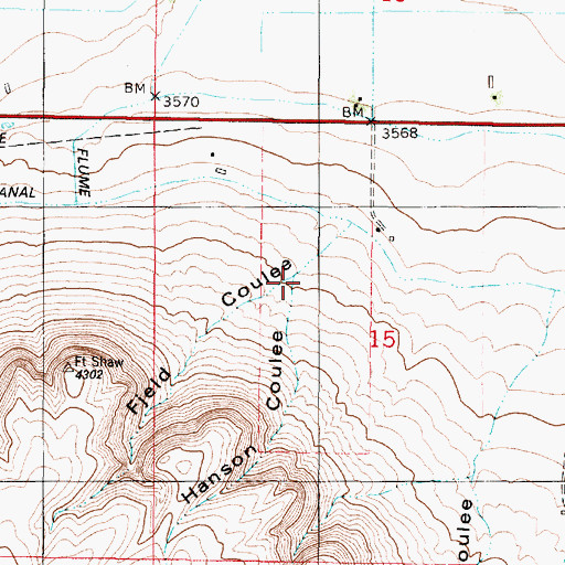 Topographic Map of Hanson Coulee, MT