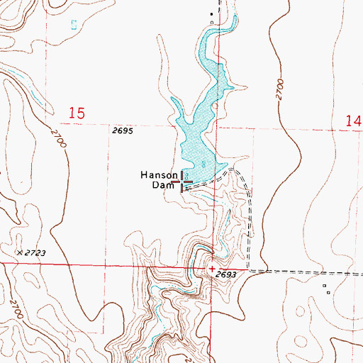 Topographic Map of Hanson Dam, MT
