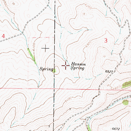 Topographic Map of Hanson Spring, MT