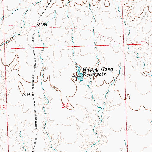 Topographic Map of Happy Gang Reservoir, MT
