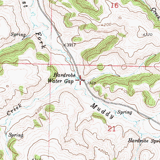 Topographic Map of Hardrobe Water Gap, MT