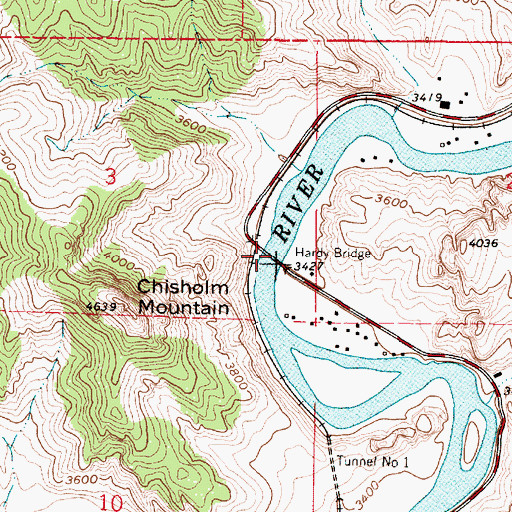 Topographic Map of Hardy Bridge, MT