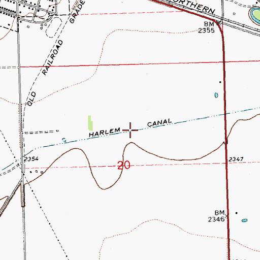 Topographic Map of Harlem Canal, MT