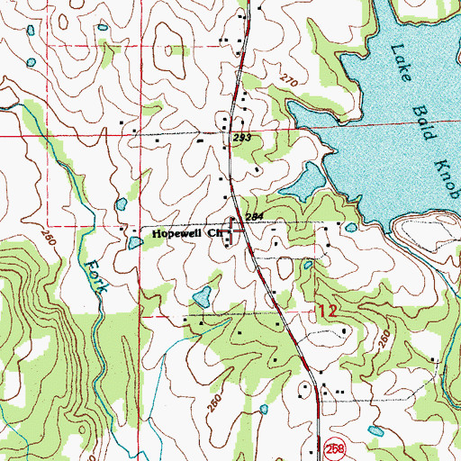 Topographic Map of Hopewell Church, AR