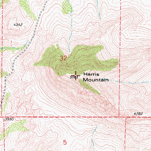 Topographic Map of Harris Mountain, MT