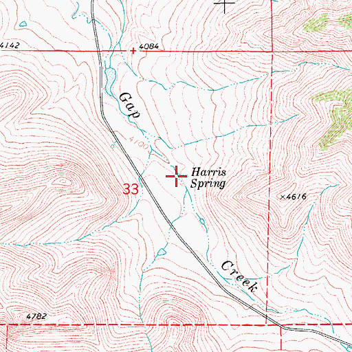 Topographic Map of Harris Spring, MT
