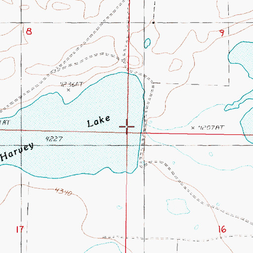 Topographic Map of Harvey Lake, MT