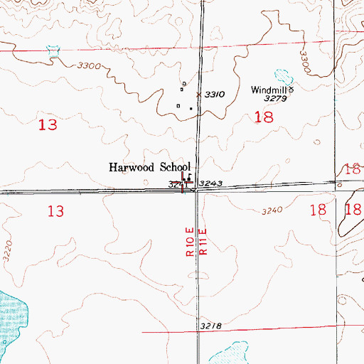 Topographic Map of Harwood School (historical), MT
